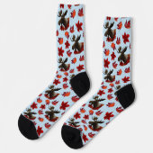 Elch Rote Ahornblätter  Socken (Linkes Detail)