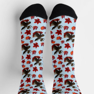 Elch Rote Ahornblätter  Socken