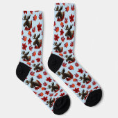 Elch Rote Ahornblätter  Socken (Rechts)
