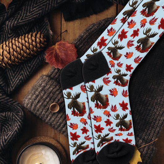 Elch Rote Ahornblätter  Socken