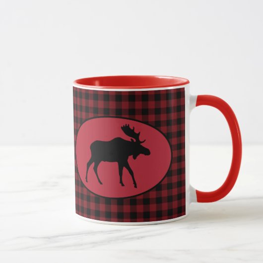 Elch-rotes schwarzes kariertes tasse (Rechts)
