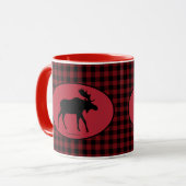 Elch-rotes schwarzes kariertes tasse (Vorderseite Links)