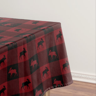 Elch-rotes schwarzes kariertes tischdecke