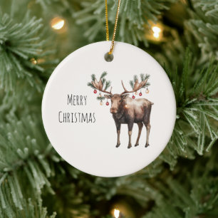 Elch-Schmuck Weihnachtsbeleuchtung Keramik Ornament
