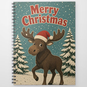Elch Schnee Kiefer Tier Weihnachten Notizblock