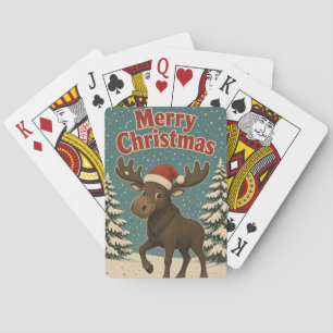 Elch Schnee Kiefer Tier Weihnachten Spielkarten