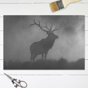 Elch Schwarz-Weiß-Silhouette Découpage Seidenpapier