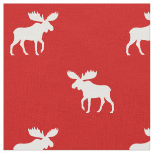 Elch-Silhouette-Muster-Rot Stoff