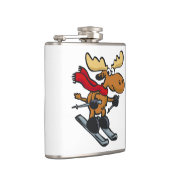 Elch Skier Cartoon | Hintergrundfarbe auswählen Flachmann (Rechts)