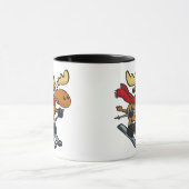 Elch Skier Cartoon | Hintergrundfarbe auswählen Tasse (Zentrum)
