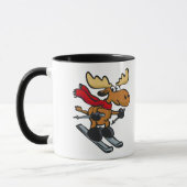 Elch Skier Cartoon | Hintergrundfarbe auswählen Tasse (Links)