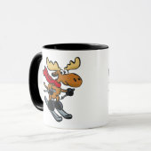 Elch Skier Cartoon | Hintergrundfarbe auswählen Tasse (Vorderseite Links)