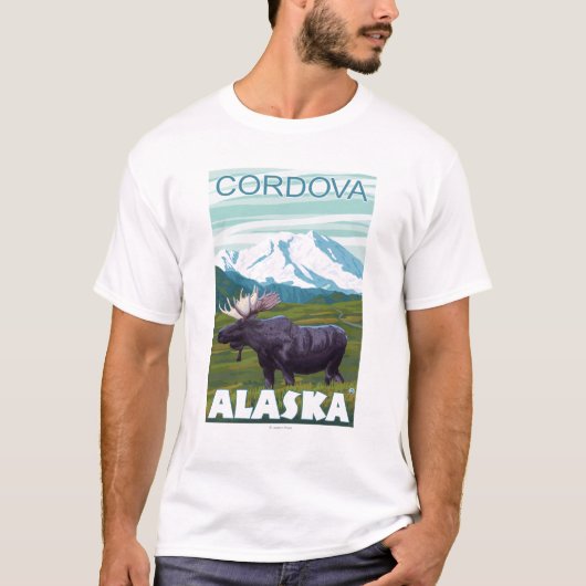 Elch-Szene - Cordova, Alaska T-Shirt (Vorderseite)