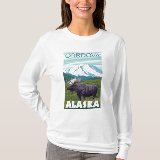 Elch-Szene - Cordova, Alaska T-Shirt (Vorderseite)