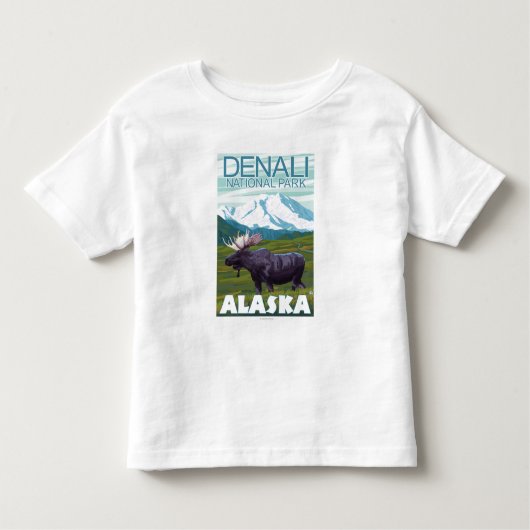 Elch-Szene - Denali Nationalpark, Alaska Kleinkind T-shirt (Vorderseite)