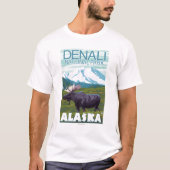 Elch-Szene - Denali Nationalpark, Alaska T-Shirt (Vorderseite)