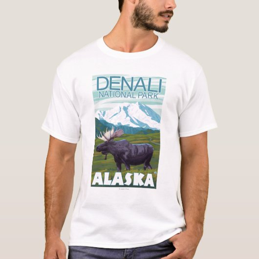 Elch-Szene - Denali Nationalpark, Alaska T-Shirt (Vorderseite)