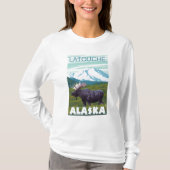 Elch-Szene - Latouche, Alaska T-Shirt (Vorderseite)