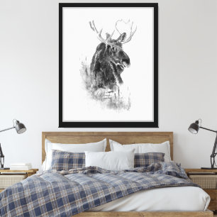 Elch Tier Wasserfarbe Wildlife Art Leinwanddruck