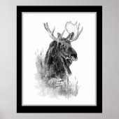 Elch Tier Wasserfarbe Wildlife Art Poster (Vorne)
