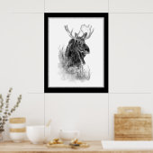 Elch Tier Wasserfarbe Wildlife Art Poster (Küche)