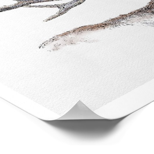 Elch Tinte und Wasserfarbe Poster (Ecke)