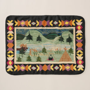 Elch, Tipi, Lagerfeuer, Berge, Kiefern Sherpadecke