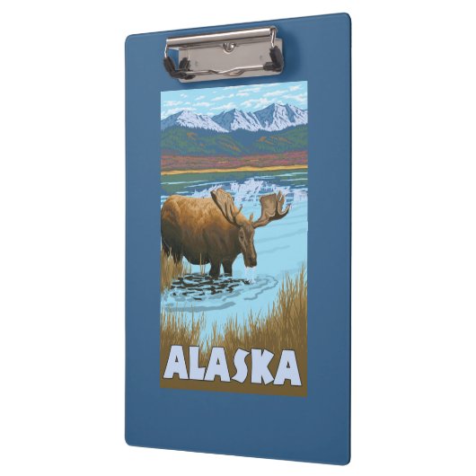 Elch-Trinkwasser-Vintages Reise-Plakat Klemmbrett (Links)