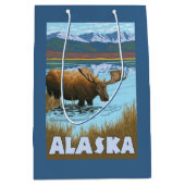 Elch-Trinkwasser-Vintages Reise-Plakat Mittlere Geschenktüte (Vorderseite)