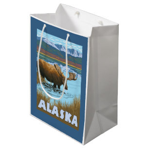 Elch-Trinkwasser-Vintages Reise-Plakat Mittlere Geschenktüte