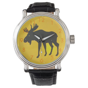 Elch-Überfahrt-Zeichen-Uhr durch Leslie Harlow Armbanduhr
