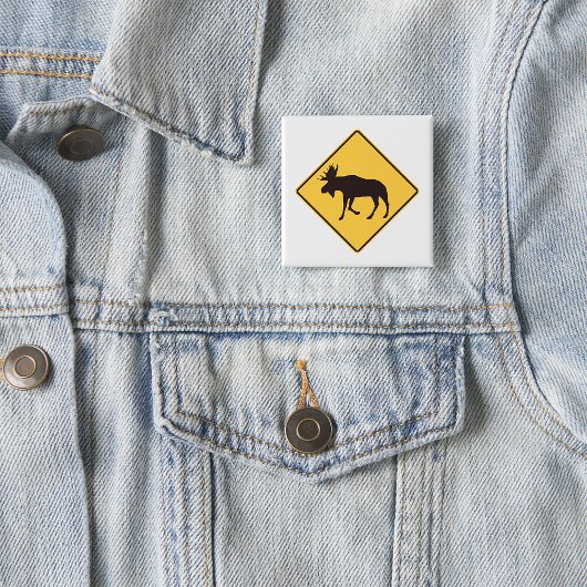 Elch-Übergangs-Warnschild Wildtiersicherheit Button
