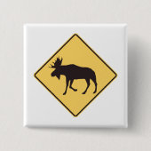 Elch-Übergangs-Warnschild Wildtiersicherheit Button (Vorderseite)