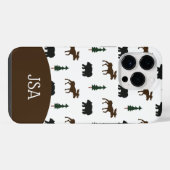 Elch und Bär Rustikale Handy Fall Mit Monogramm iPhone Hülle (Rückseite (Horizontal))