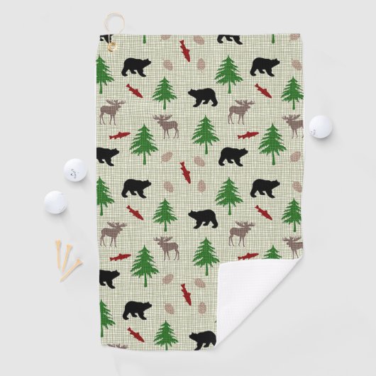 Elch- und Bärenmuster Golfhandtuch (Insitu)