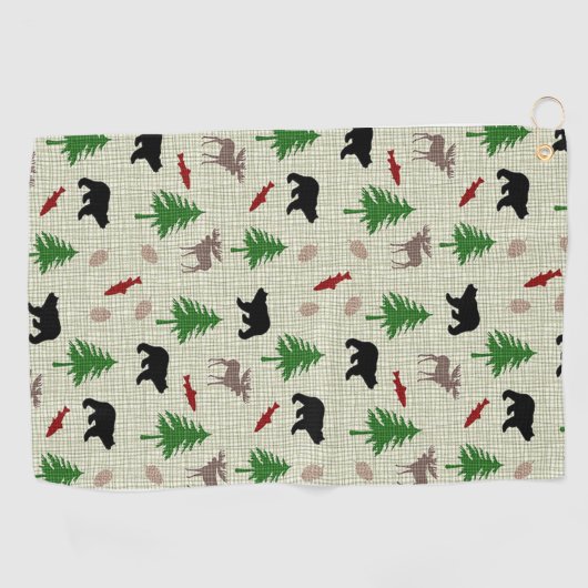 Elch- und Bärenmuster Golfhandtuch (Horizontal)