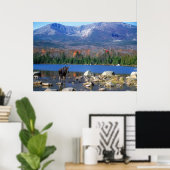 Elch und Berg Katahdin Poster (Heimbüro)