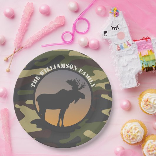 Elch und Camouflage Pappteller (Party)