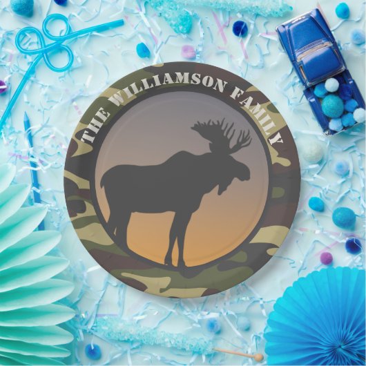 Elch und Camouflage Pappteller (Party)