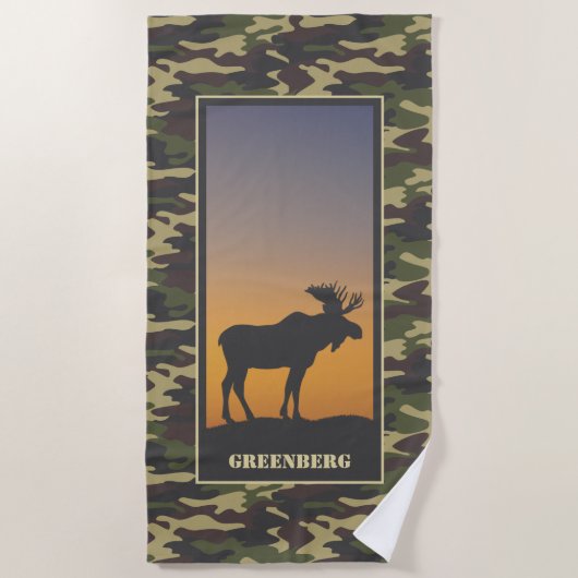 Elch und Camouflage Strandtuch (Vorderseite)