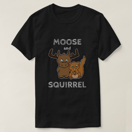 Elch und Eichhörnchen mit klassischem Text T-Shirt (Design vorne)