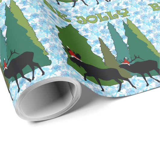 Elch und Elch in Weihnachtsmannmützen Umschlagpapi Geschenkpapier (Rolleneckpunkt)
