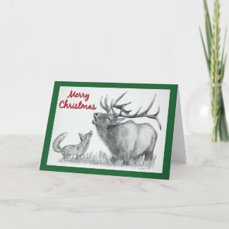 Elch und Fox für frohe Weihnachten Dankeskarte