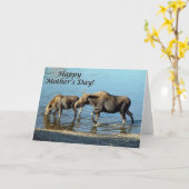 Elch und Kalb "Muttertag glücklich" Karte (Gelbe Blume)