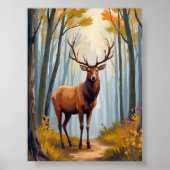 Elch-Wald-Aquarell-Landschaftskunst Poster (Vorne)