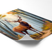 Elch-Wald-Aquarell-Landschaftskunst Poster (Ecke)