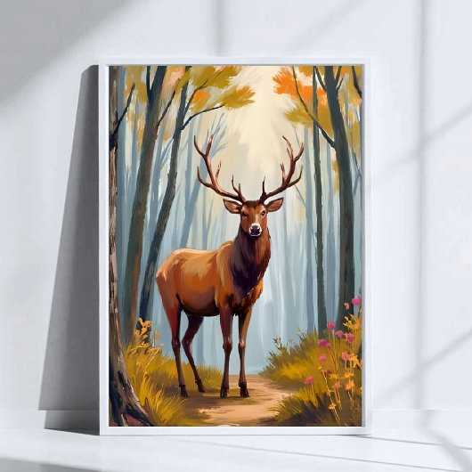Elch-Wald-Aquarell-Landschaftskunst Poster