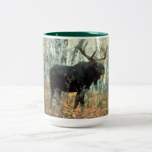 Elch Wald Bäume Park Tier Wildnis Kunst Zweifarbige Tasse