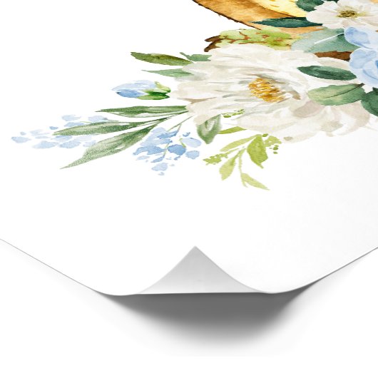 Elch, Waldtiere, Boho, Blume Fotodruck (Ecke)