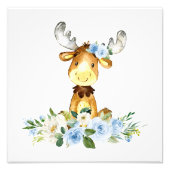 Elch, Waldtiere, Boho, Blume Fotodruck (Vorne)